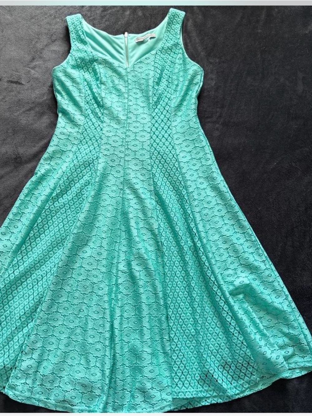 Danny & Nicole Aqua Lace Fit-and-Flare Dress